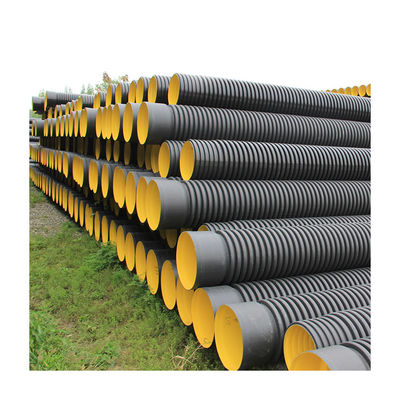 Czarne SN8 6M faliste rury drenażowe HDPE wzmocnione stalą